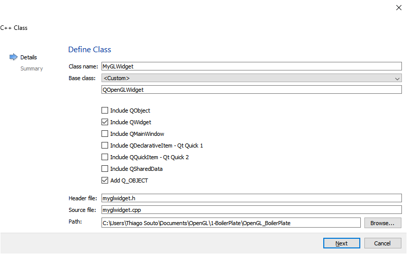 OpenGL Class Setup