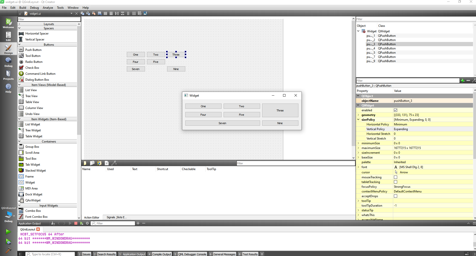 QGridLayout class