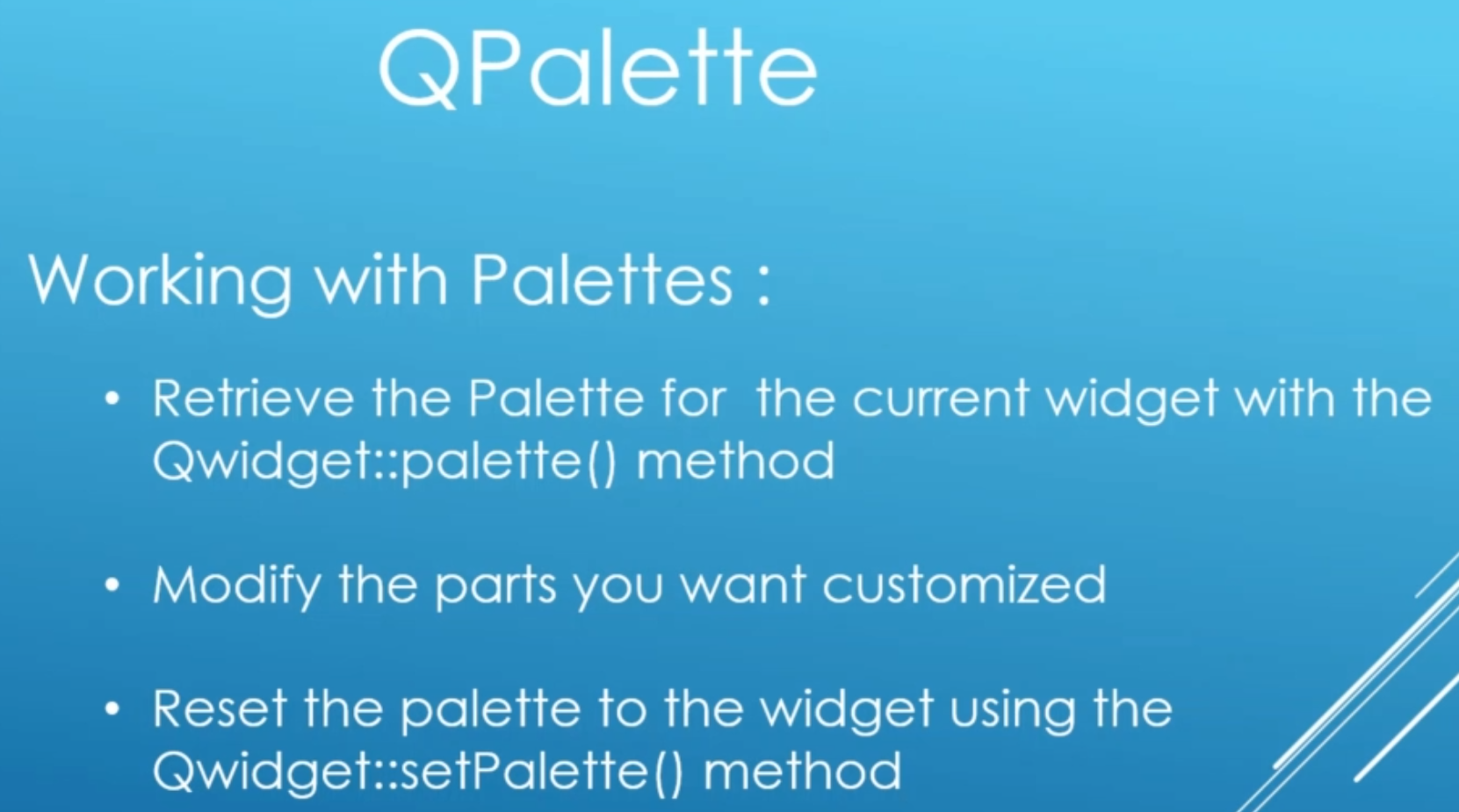 QPalette class