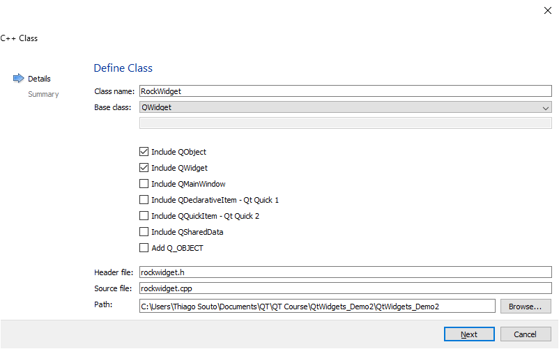 Widget class